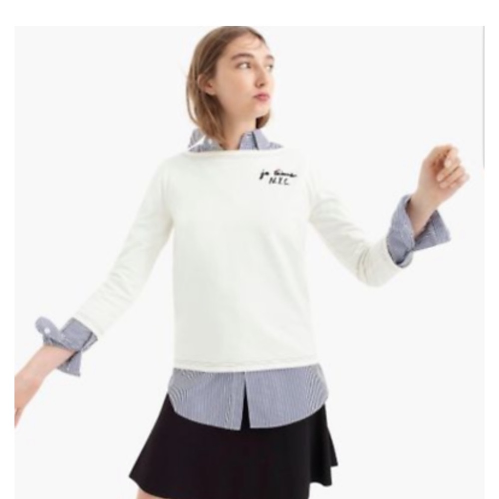 J. Crew Ivory Cotton Boatneck Je t'aime NYC Shirt *HOST PICK*